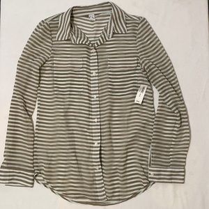 NWT Old Navy Mint and Tan Striped Button Up